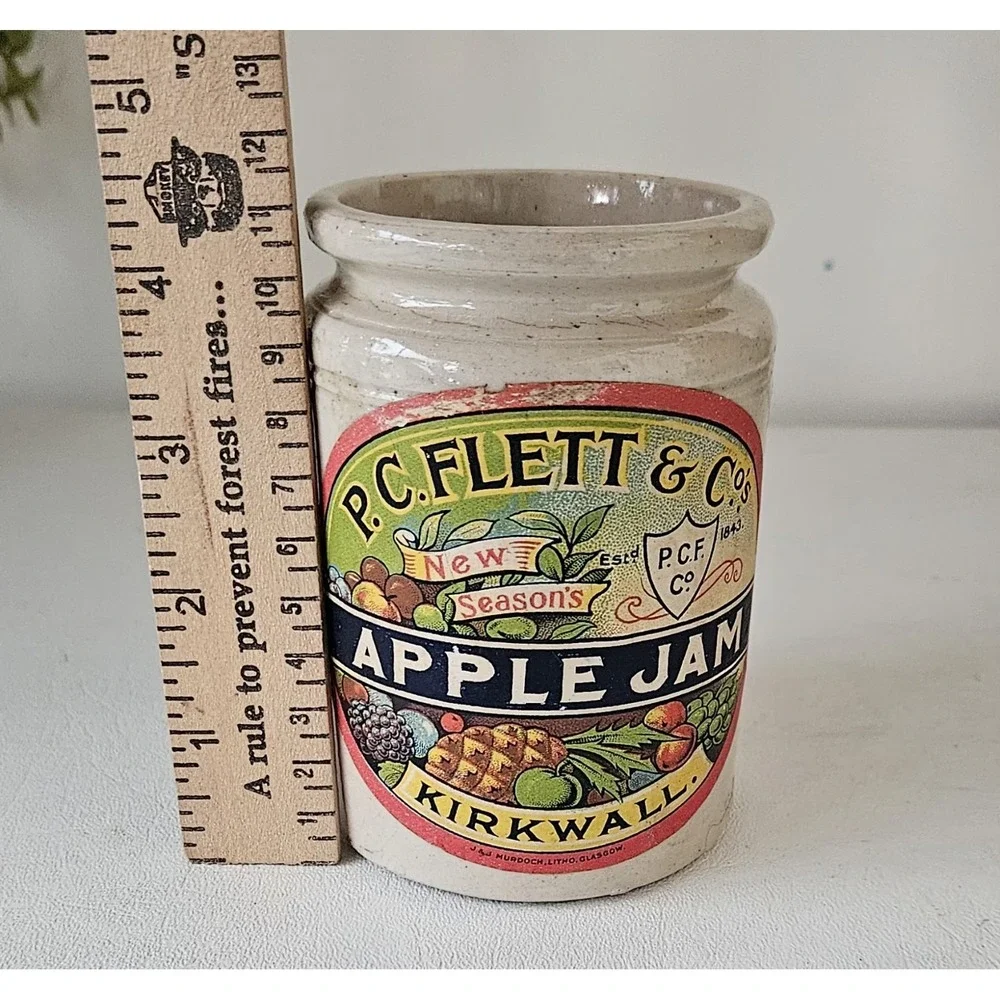 Vintage P C Flett & Co Kirkwall Apple & Bramble Jam Stoneware Jar